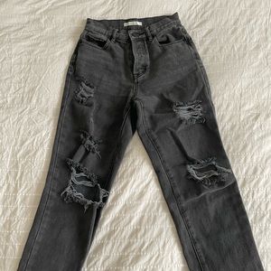 Pacsun Charcoal Hi-Rise Straight Leg Jeans